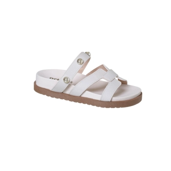 Sandália Papete Infantil Feminina Ortopé Rebites Off White