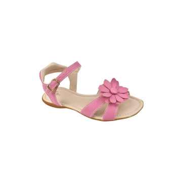 Na imagem temos uma linda sandália na cor rosa com um lindo detalhe em flor margarida, fecho em fivela com pino, levinha, muito confortavél com um pequeno saltinho que as princesas vão amar!
