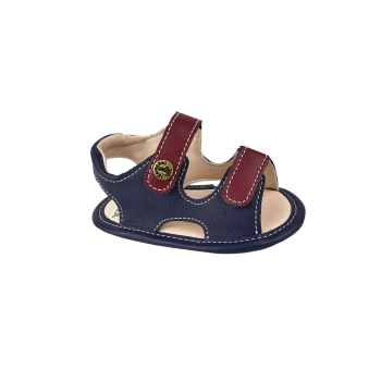 Sandália RN Masculino Sameka Fecho Duplo Azul Marinho: conforto e segurança para os pezinhos delicados dos bebês, com palmilha macia e fechos em velcro duplo. Estilo com bordados branco e detalhes em vermelho.