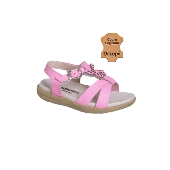 Sandália Infantil Feminina Ortopé Autêntica Couro Borboleta Candy
