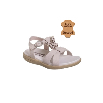 Sandália Infantil Feminina Ortopé Autêntica Couro Borboleta Natural