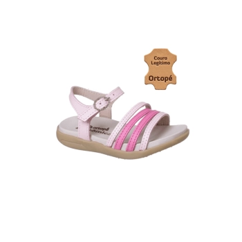 Sandália Infantil Feminina Ortopé Autêntica Tiras Rosa