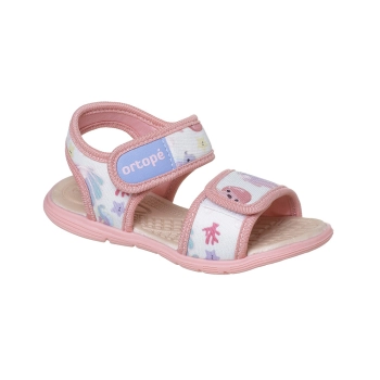 Sandália Infantil Feminina Ortopé Brincadeira Tira Aderente Coral