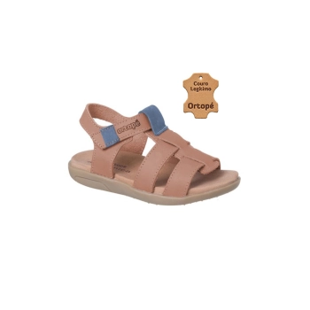 Sandália Infantil Masculina Ortopé Autêntica Couro Cinnamon