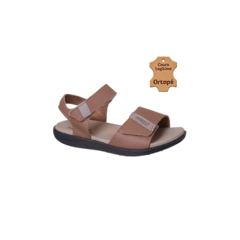 Sandália Infantil Masculina Ortopé Autêntica Fecho Duplo Caramelo