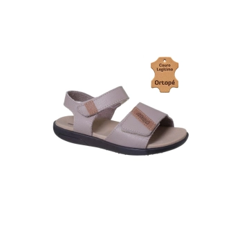 Sandália Infantil Masculina Ortopé Autêntica Fecho Duplo Cinza Rato