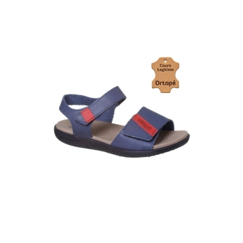 Sandália Infantil Masculina Ortopé Autêntica Fecho Duplo Marinho