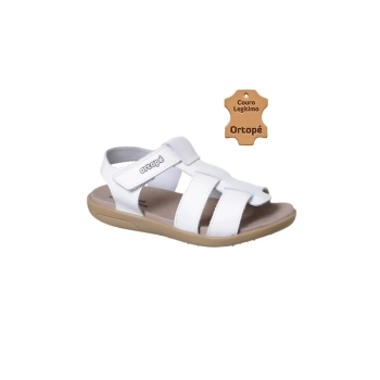 Sandália Infantil Masculina Ortopé Autêntica Tiras Branca