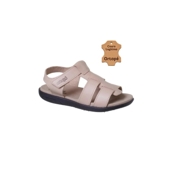Sandália Infantil Masculina Ortopé Autêntica Tiras Creme
