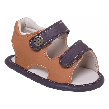 Sandália Infantil Masculina Sameka Botão Baby Caramelo Preto