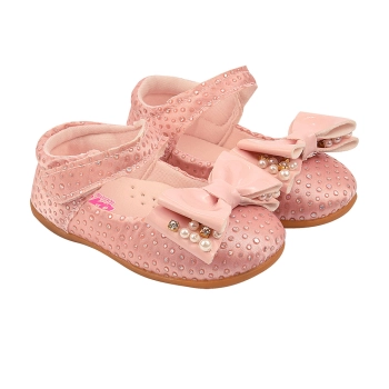 Sapatilha Infantil Feminino Sameka Primeiros Passos Brilho Laço Rosa