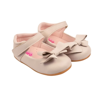 Sapatilha Infantil Feminino Sameka Primeiros Passos Fosco Laço Marfim