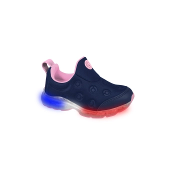 Tênis de Led Infantil Feminino Ortopé Power Light Calce Fácil Marinho Rosa