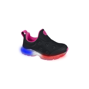 Tênis de Led Infantil Feminino Ortopé Power Light Calce Fácil Preto Pink