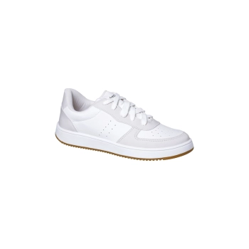 Na imagem temos o lindo tênis feminino dijean flatform com fecho em cadarço nas cores baranco/off white