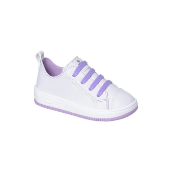 Tênis Infantil Feminino Ortopé Bliss Elastico Branco Lilás