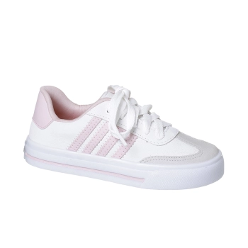 Tênis infantil feminino ortop cadarço branco rosa, calçado infantil da marca Ortopé, com design e cores ideais para conforto e estilo.