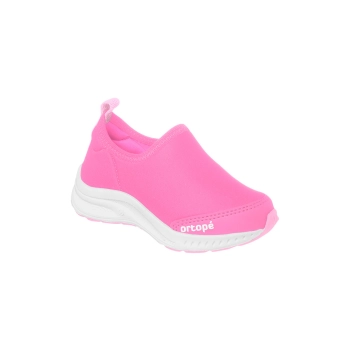 Na foto temos um lindo tênis Ortopé linha dna flex com calce fácil na cor pink super macio e confortável ótimo para a escola, passeios e uso diário 