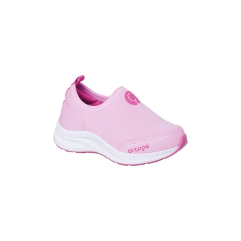 Na imagem temos um lindo tênis ortopé dna flex com sistema calce fácil com solado tr antiderrapante cabedal produzido em tecido respiravel e com alta durabilidade palmilha gravidade zero antibacteriana e fofinha na linda cor rosa.
