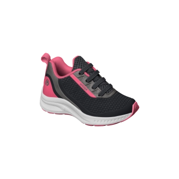  Tênis Infantil Feminino Ortopé Dna Flex Elástico Preto e Pink