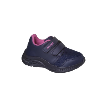 Tênis Infantil Feminino Ortopé DNA Flex Fecho Duplo Tiras Marinho Pink