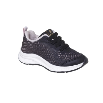 Tênis Infantil Feminino Ortopé Dna Flex Respirável Preto Rosa