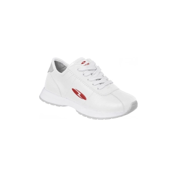 Na foto temos um tênis Bical linha free walk na cor branco e vermelho, além de ser todo estiloso é muito confortável, as crianças e as mamães vão adorar.