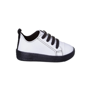 Na imagem temos um lindo tênis Ortopé linha bliss nas cor Branco e Preto, confortavel, divertido e muito estiloso