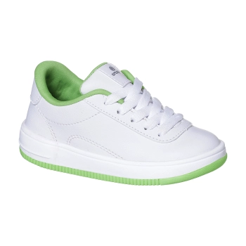 Tênis infantil masculino ortop cadarço bliss branco verde, calçado infantil da marca Ortopé, com design e cores ideais para conforto e estilo.