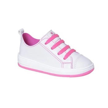 Tênis Infantil Feminino Ortopé Bliss Elástico Branco Rosa