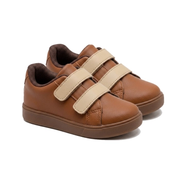 Tênis Infantil Masculino Sameka Tiras Botinha Caramelo Areia