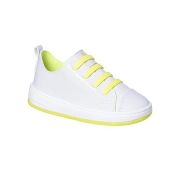 Tênis Infantil Masculino Ortopé Bliss Elástico Branco Amarelo Fluor