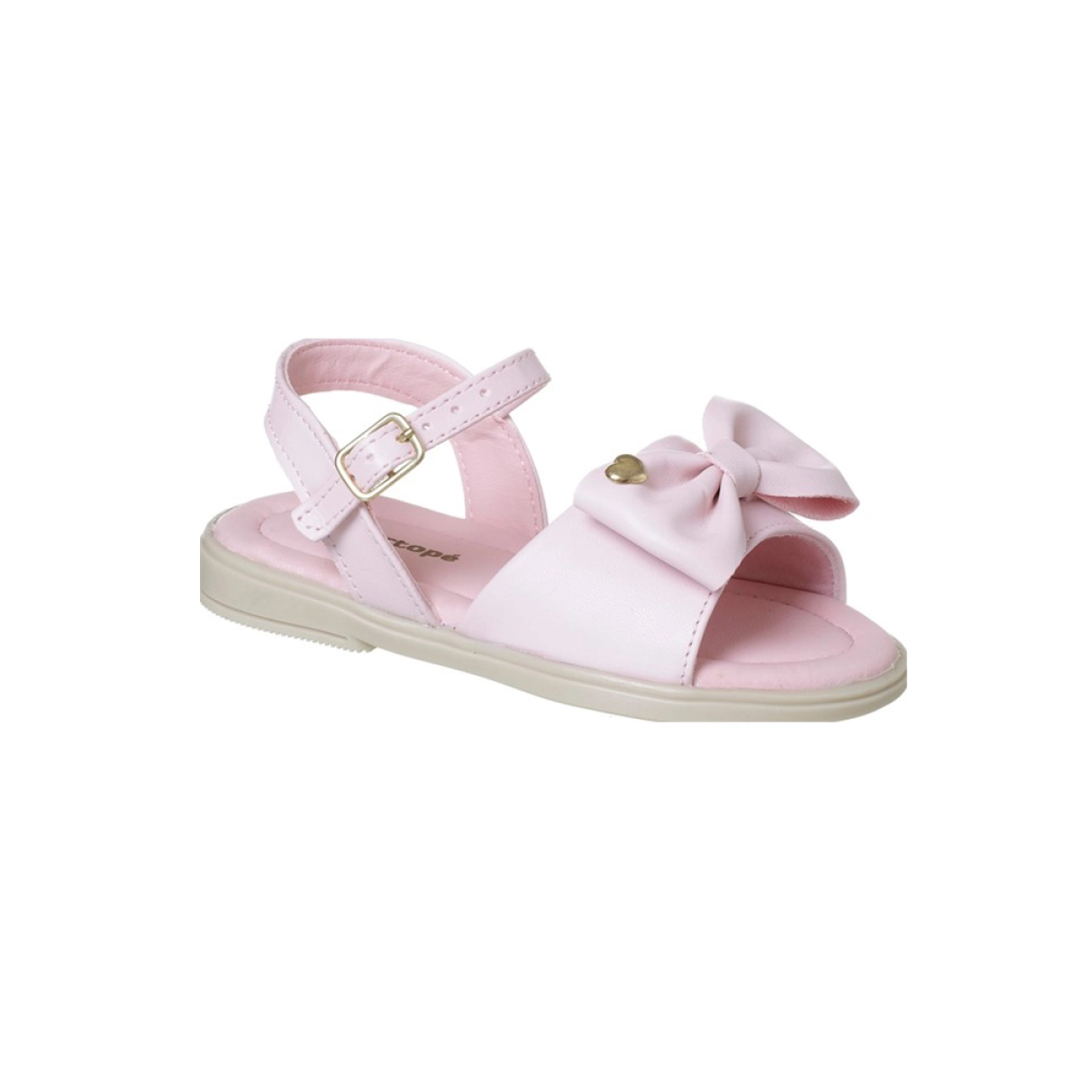 Sandália Feminina Infantil Ortopé Laço Detalhe Coração Rosa