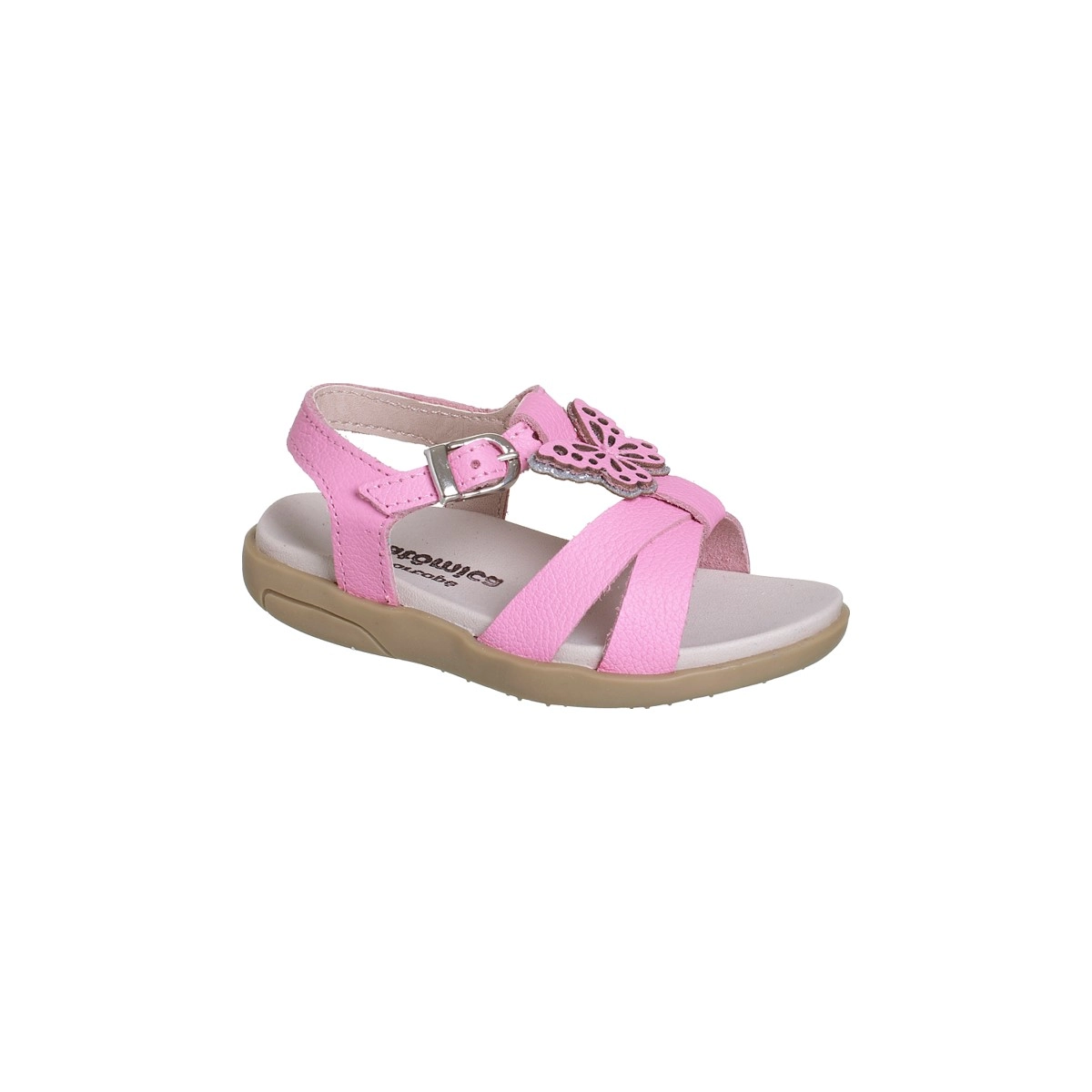 Sandália Infantil Feminina  Ortopé Autêntica Couro Borboleta Candy