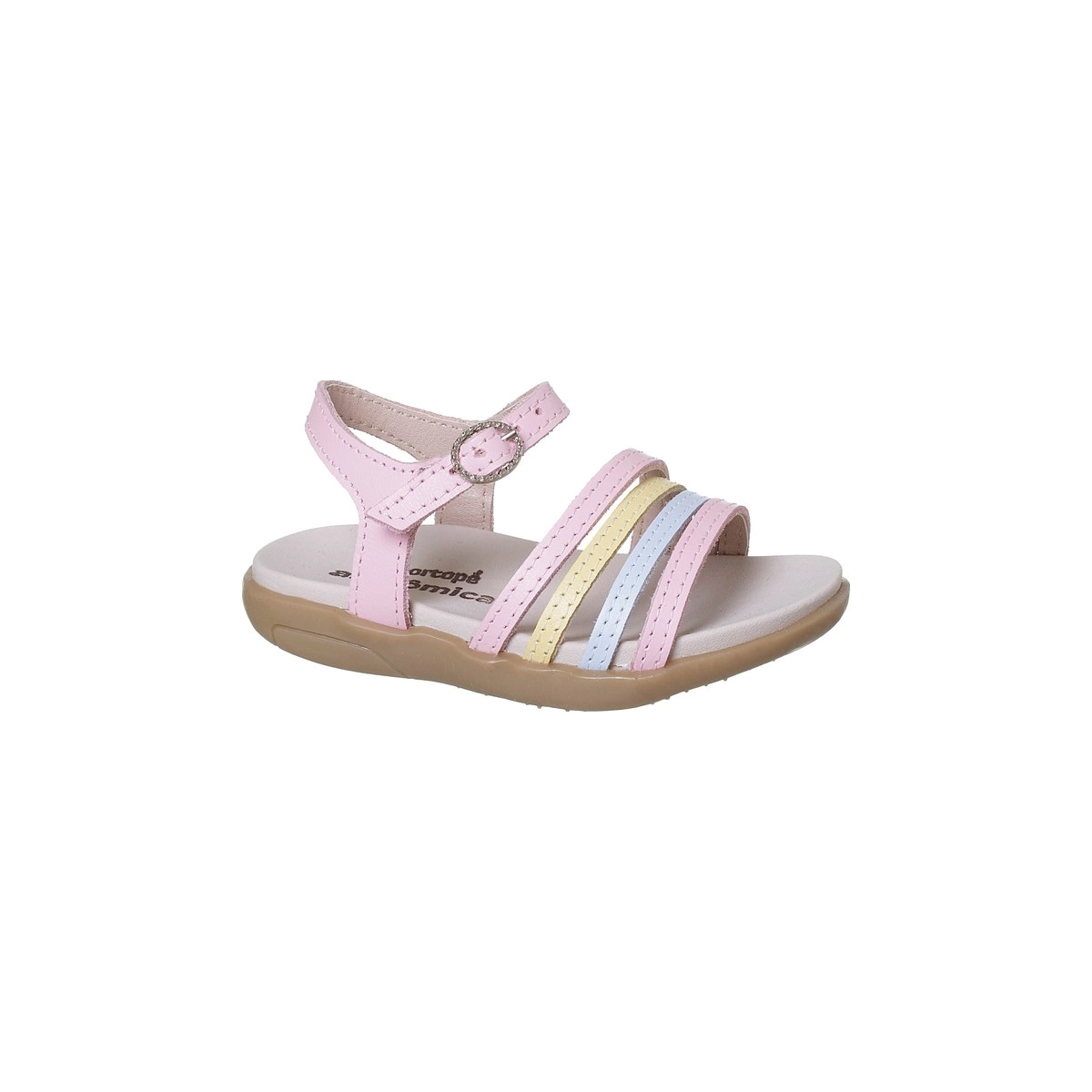 Sandália Infantil Feminina Ortopé Autêntica Couro Tiras Chiclete