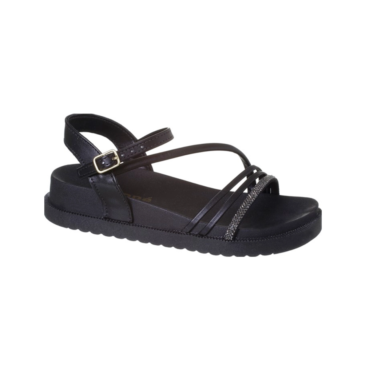 Sandália Infantil Feminina Ortopé Papete Brilho Preto