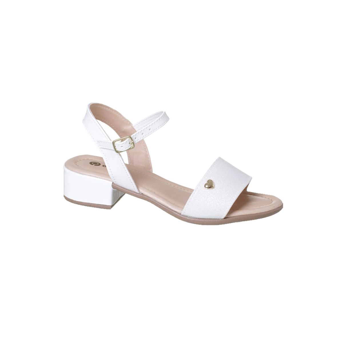 Sandália Infantil Feminina Ortopé Salto Glitter Bege Branco