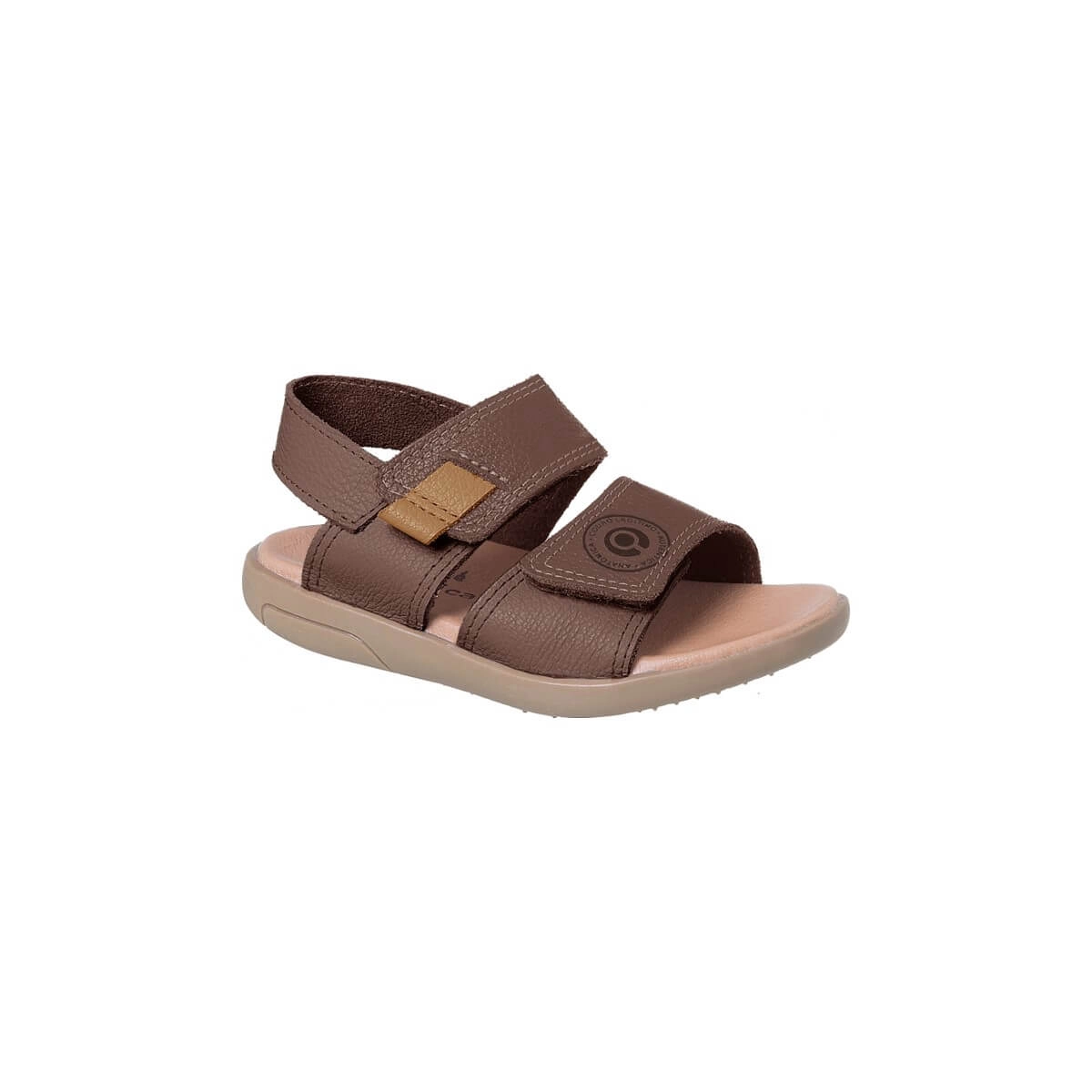 Sandália Infantil Masculina Ortopé Autêntica Couro Fecho Duplo Marrom