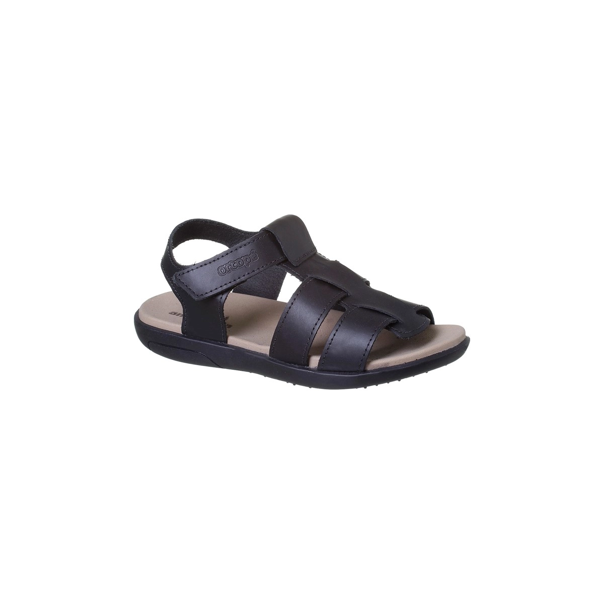 Sandália Infantil Masculina Ortopé Autêntica Tiras Preta