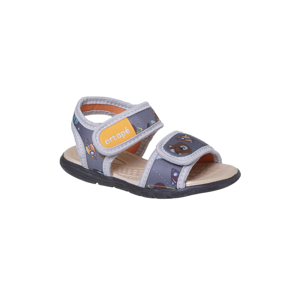 Sandália Infantil Masculina Ortopé Brincadeira Tira Aderente Grafite