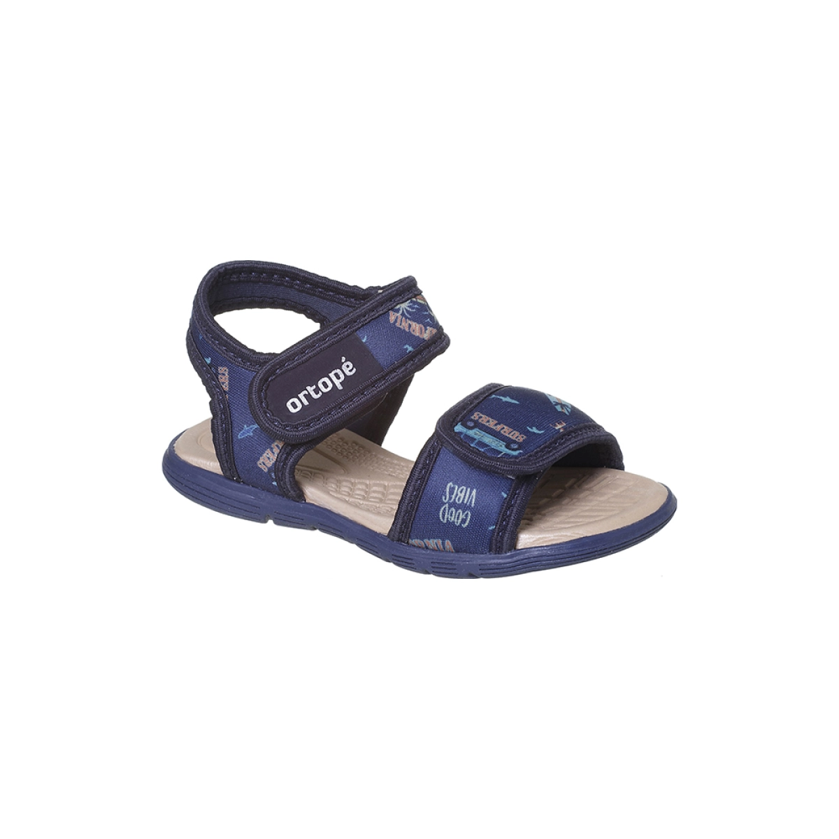 Sandália Infantil Masculina Ortopé Brincadeira Tira Aderente Marinho