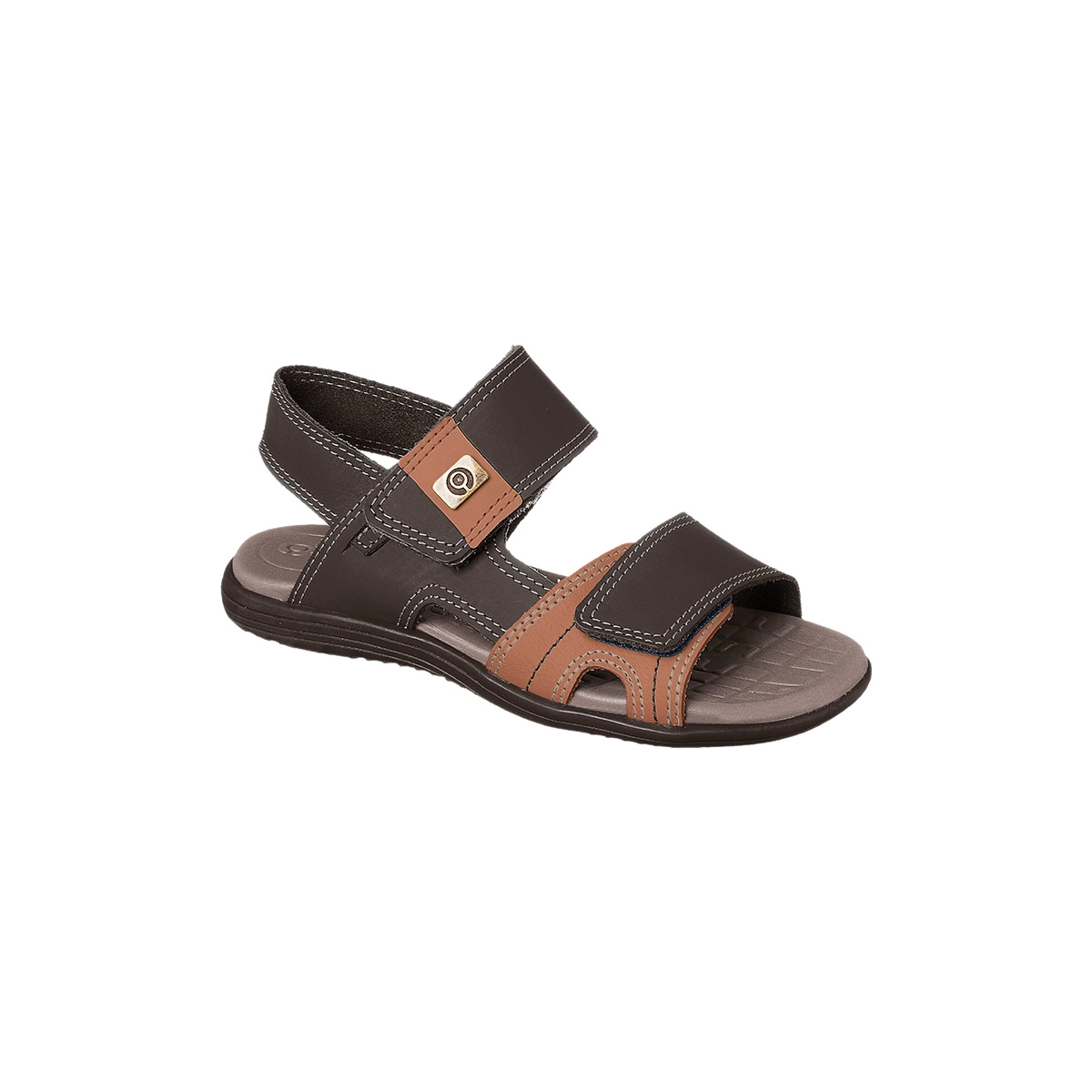 Sandália Infantil Masculina Ortopé Flex Couro Fecho Duplo Marrom Café