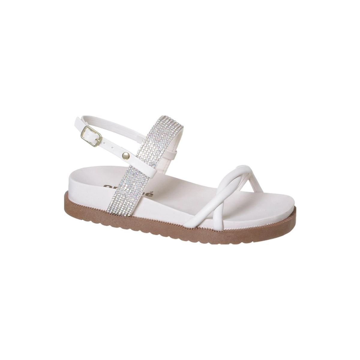 Sandália Papete Infantil Feminina Ortopé Brilho Off White