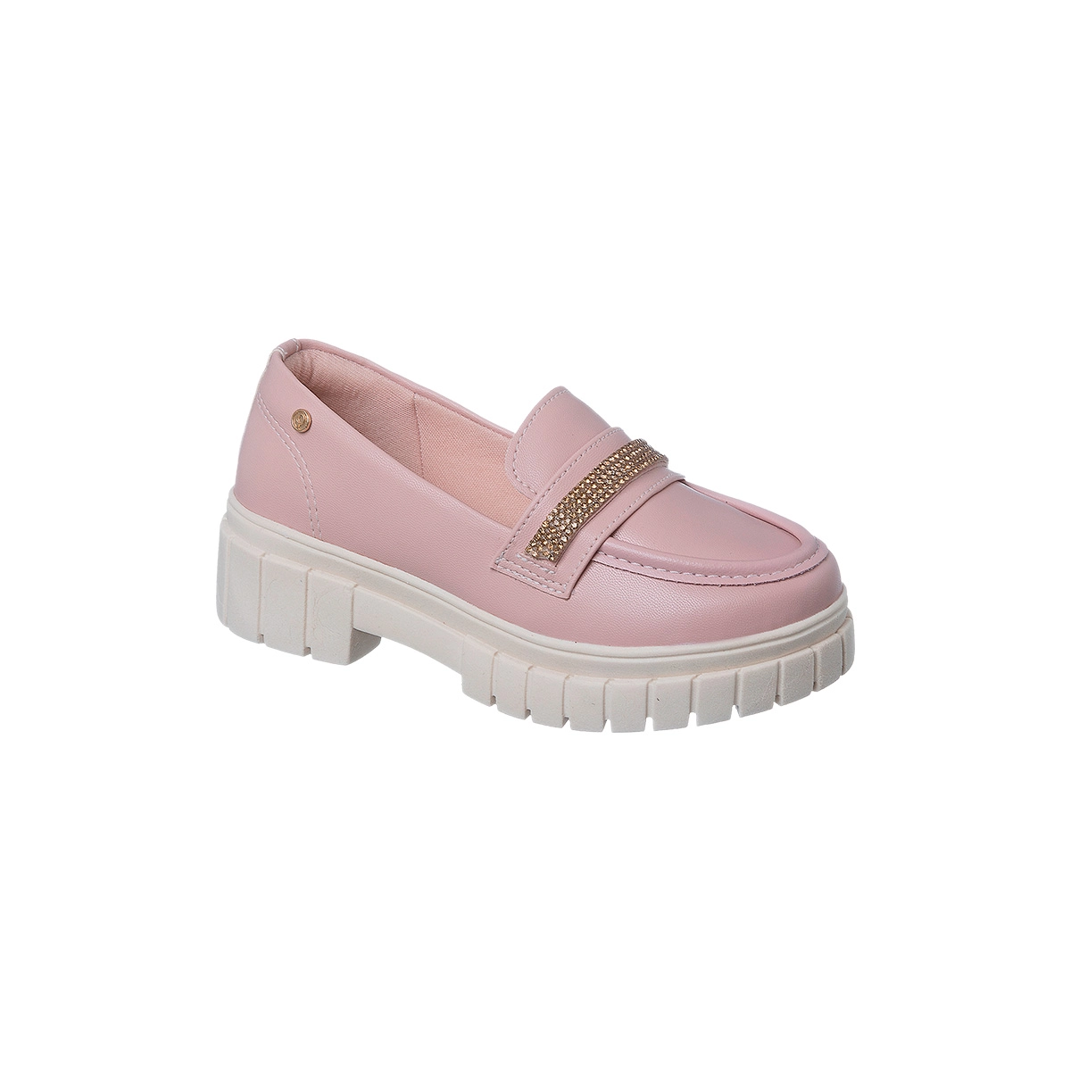 Sapato Infantil Feminino Ortopé Fashion Flat Mocassim Detalhe Strass Rosa