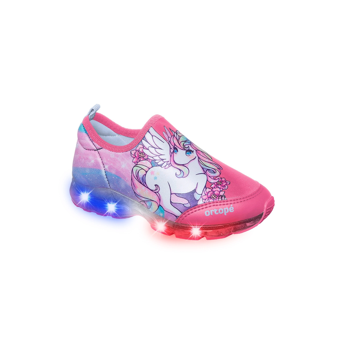 Tênis De Led Infantil Feminino Ortopé Power Ligth Estampa Unicórnio Pink