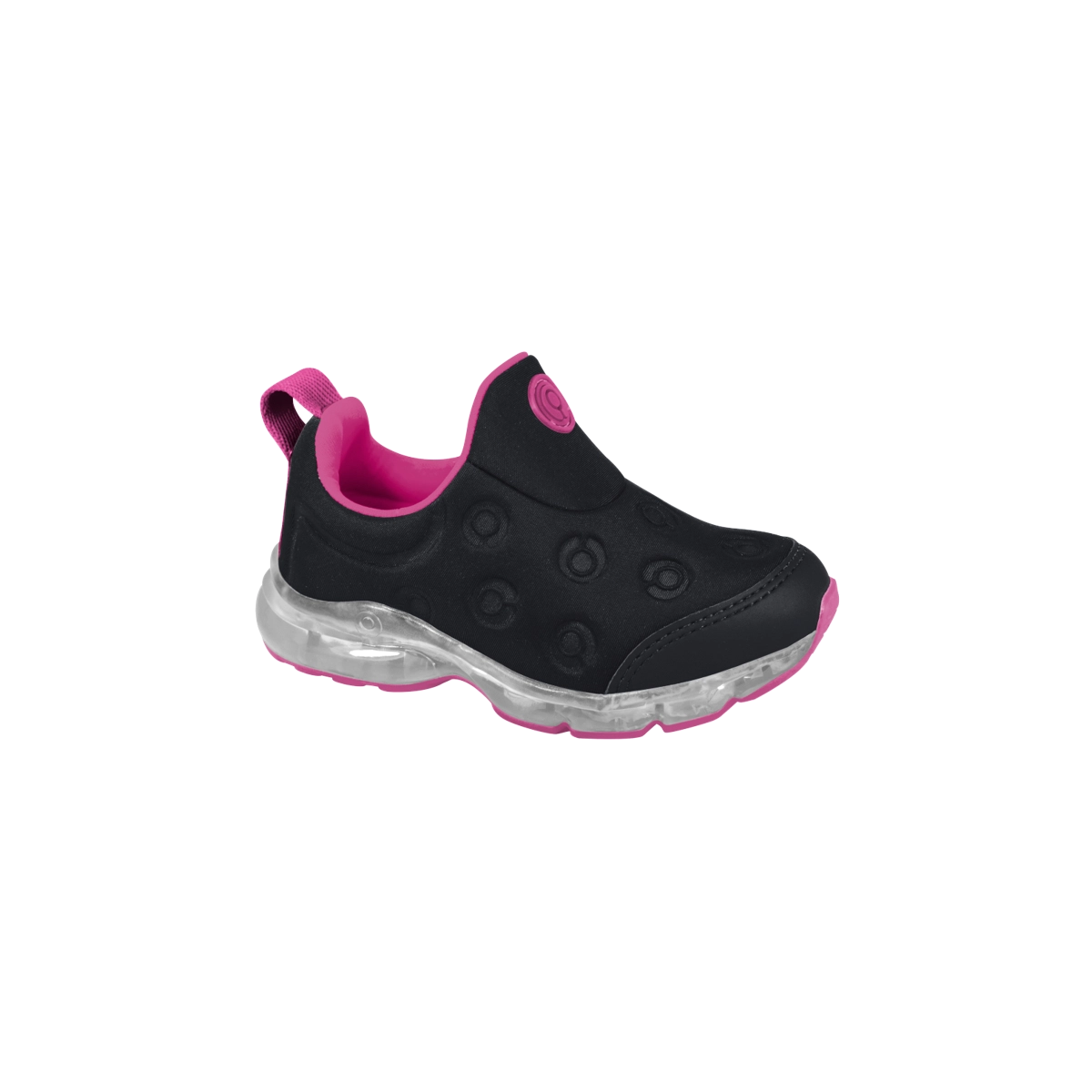 Tênis de Led Infantil Feminino Power Light Calce Fácil Preto Pink