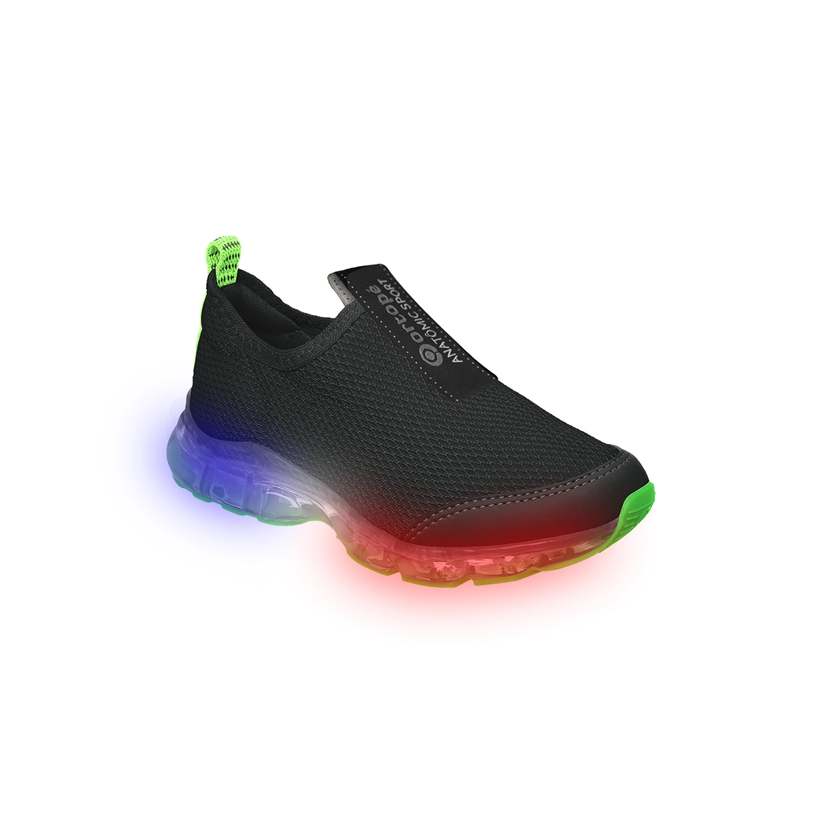 Tênis De Led Infantil Masculino Ortopé Power Light Detalhe Gorgurão Preto