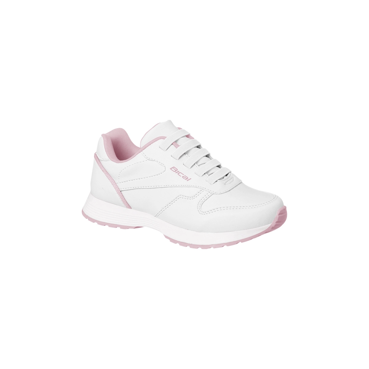 Tênis Infantil Feminino Bical Free Walk Elástico Branco e Rosa