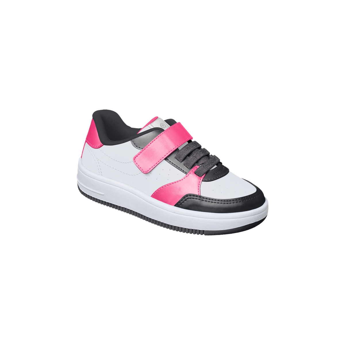 Tênis Infantil Feminino Ortopé Bliss Teen Fita Aderente Branco Pink E Preto