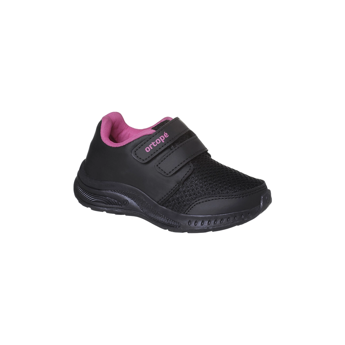 Tênis Infantil Feminino Ortopé DNA Flex Fecho Duplo Tiras Preto Pink
